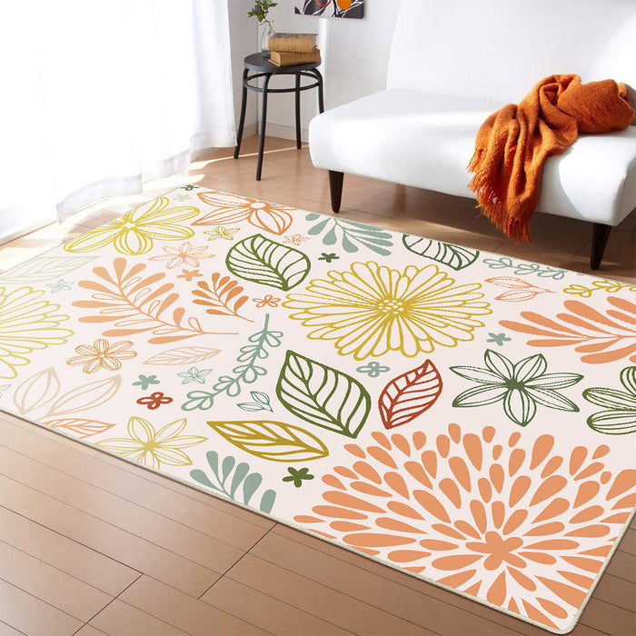 Airgugu KidSpace Delight Beige Vibrant Botanical Pattern Rug