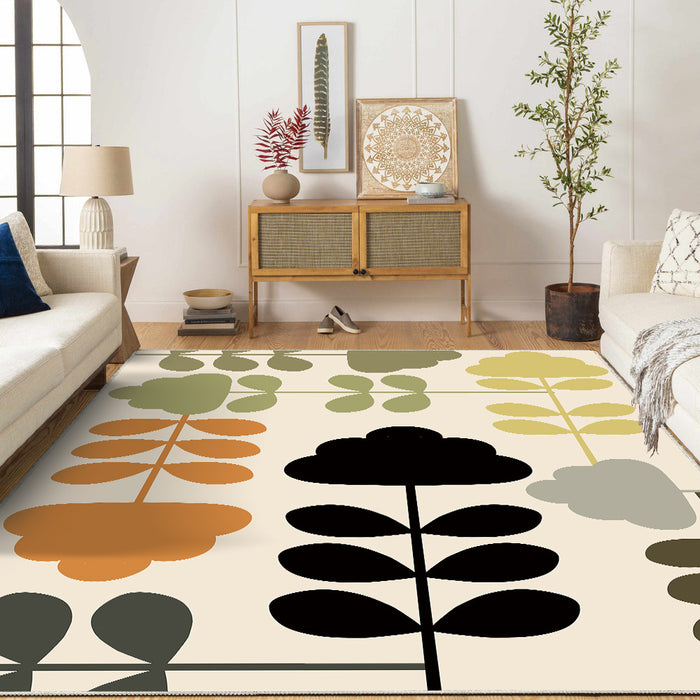 Airgugu Modern Minimalist Multicolor Plant Beige Rug