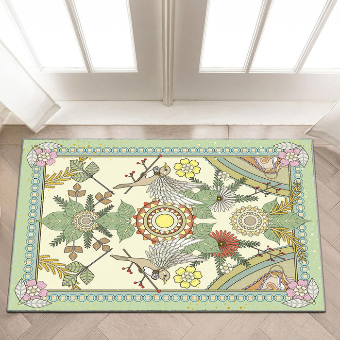 Airgugu Earth Garden Symmetrical Flower Bird Rug