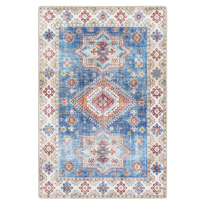 Airgugu Earth Garden Blue Retro Stamp Rug