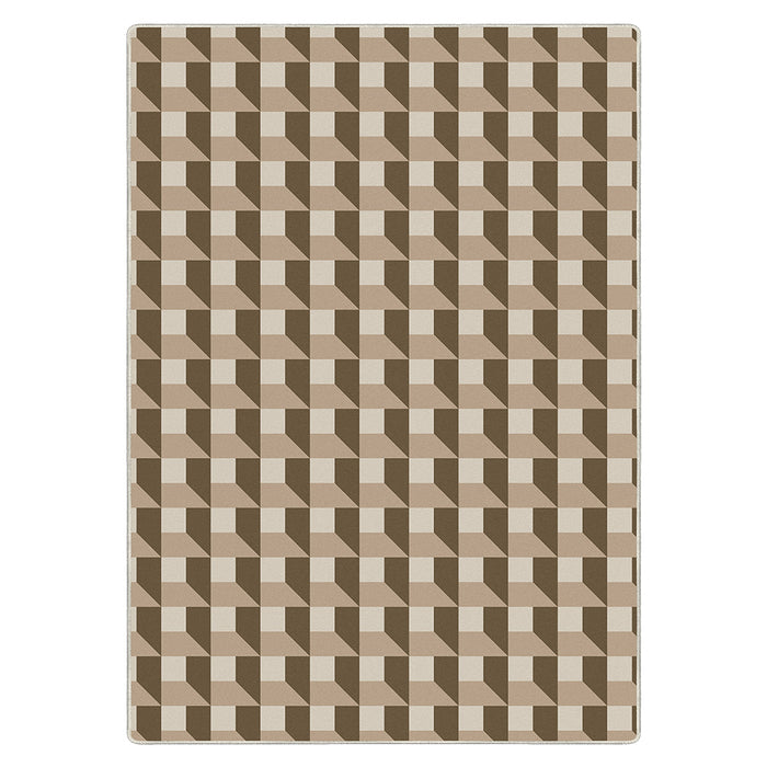 Airgugu Modern Minimalist Brown 2D Checkered Pattern Rug