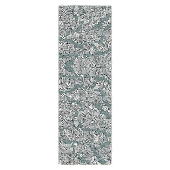 Airgugu Modern Minimalist Green River Flowing On Silver Plain Rug