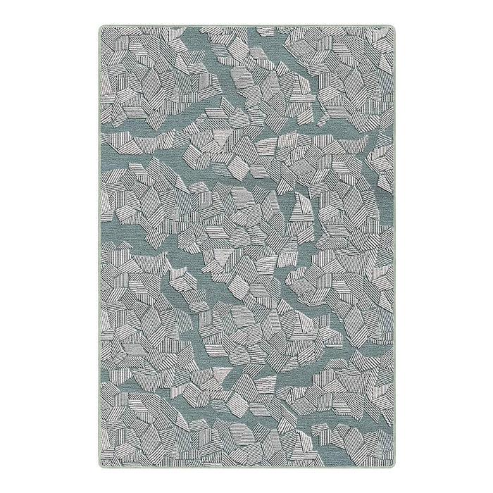 Airgugu Modern Minimalist Green River Flowing On Silver Plain Rug