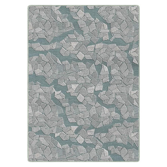 Airgugu Modern Minimalist Green River Flowing On Silver Plain Rug