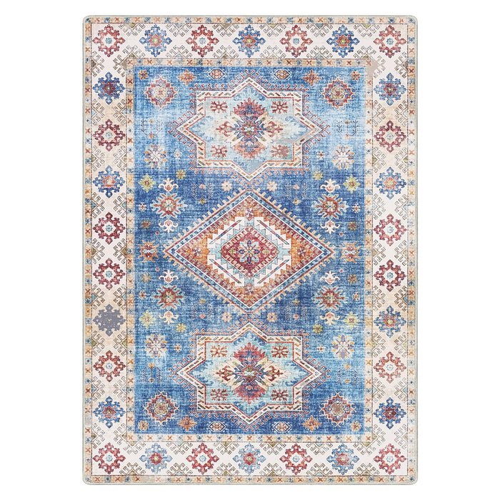 Airgugu Earth Garden Blue Retro Stamp Rug