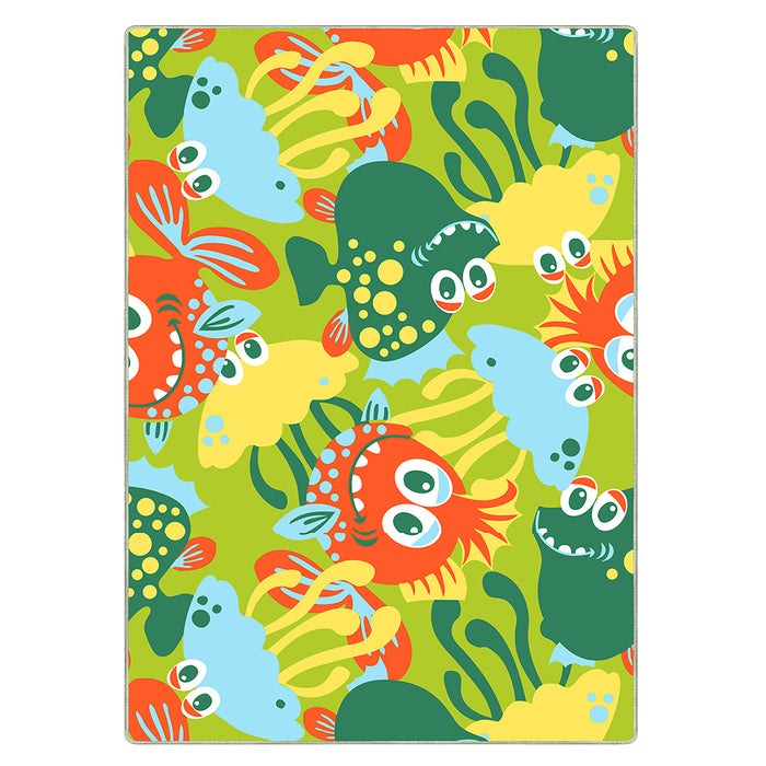 Airgugu KidSpace Delight Cartoon Little Fish Green Printed Rug