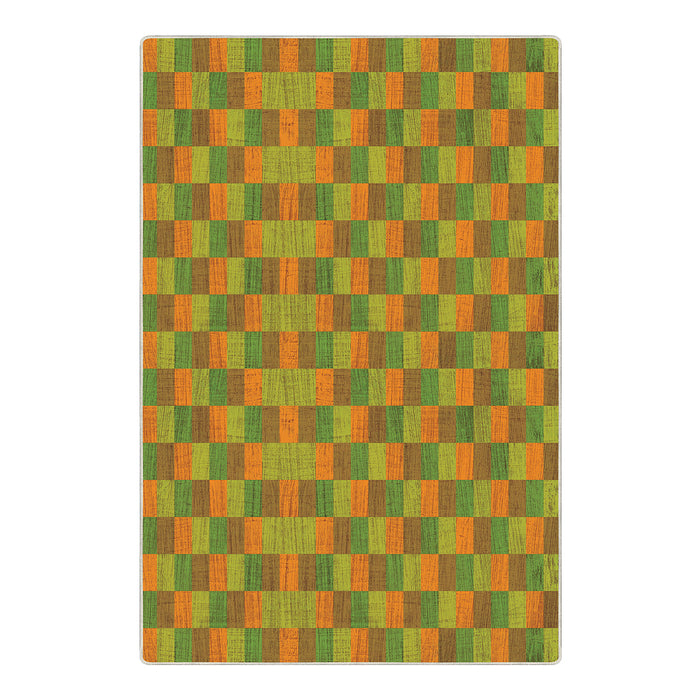 Airgugu Earth Garden Orange Green Checkered Rug