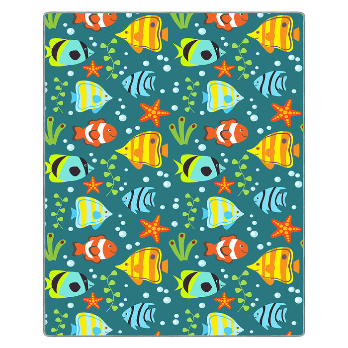 Airgugu KidSpace Delight Cartoon Little Fish Blue Printed Rug