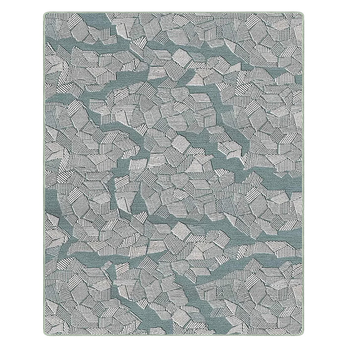 Airgugu Modern Minimalist Green River Flowing On Silver Plain Rug