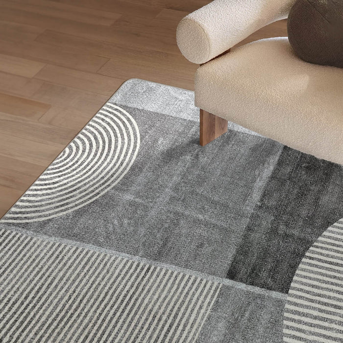 Airgugu Modern Minimalist Gray Striped Patchwork Rug