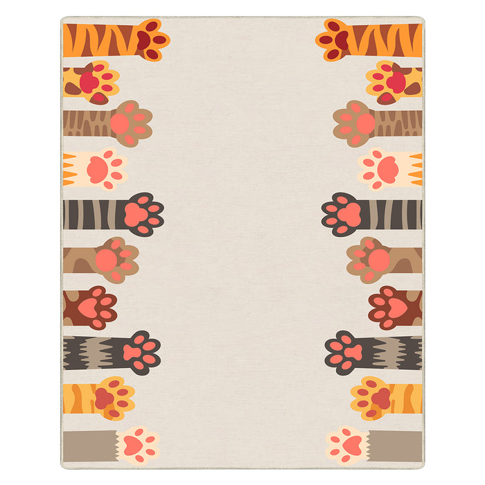 Airgugu KidSpace Delight Pink Cat Footprints Gray Rug