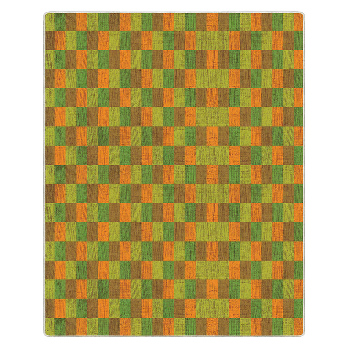 Airgugu Earth Garden Orange Green Checkered Rug