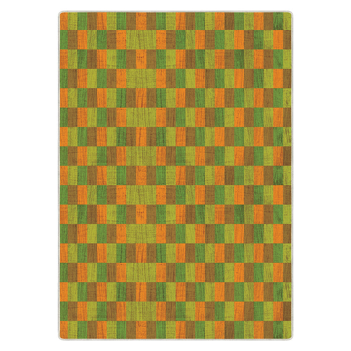 Airgugu Earth Garden Orange Green Checkered Rug