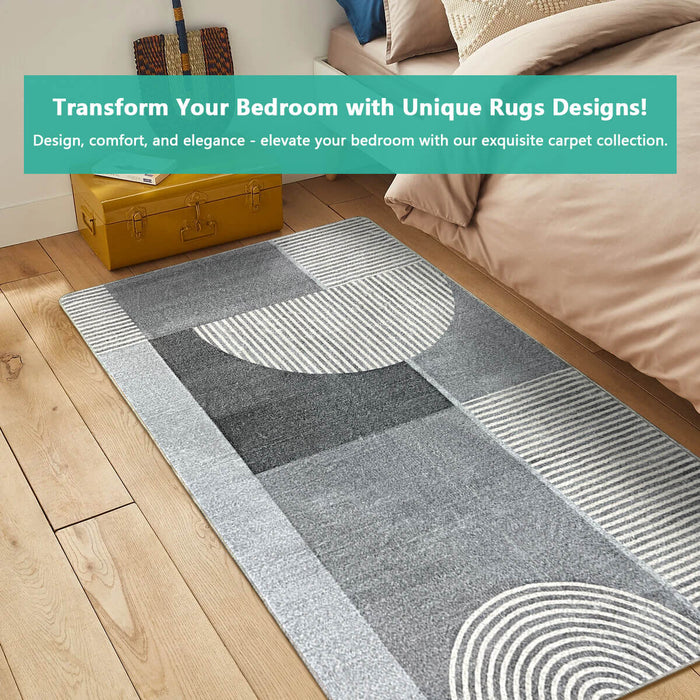 Airgugu Modern Minimalist Gray Striped Patchwork Rug