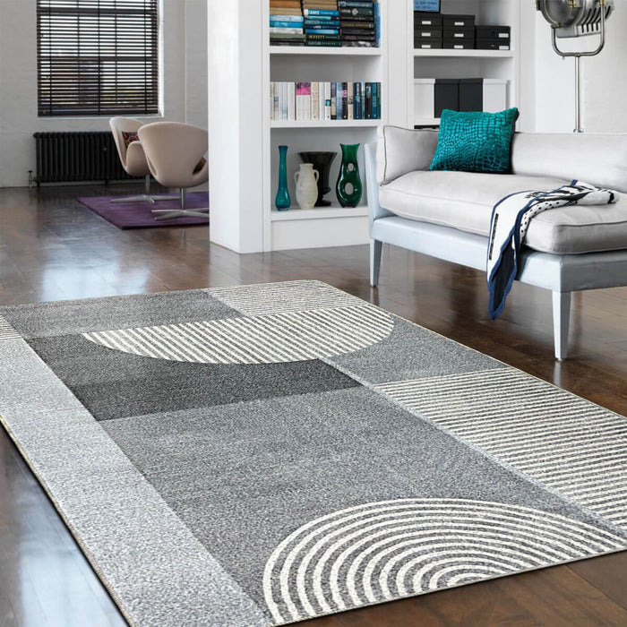 Airgugu Modern Minimalist Gray Striped Patchwork Rug