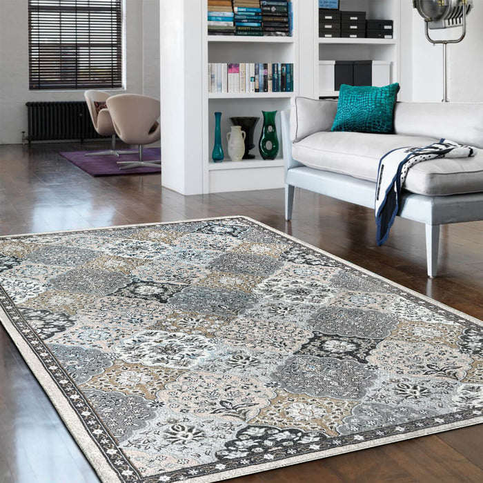 Airgugu Heritage Classique Grey & Brown Floral Pattern Rug