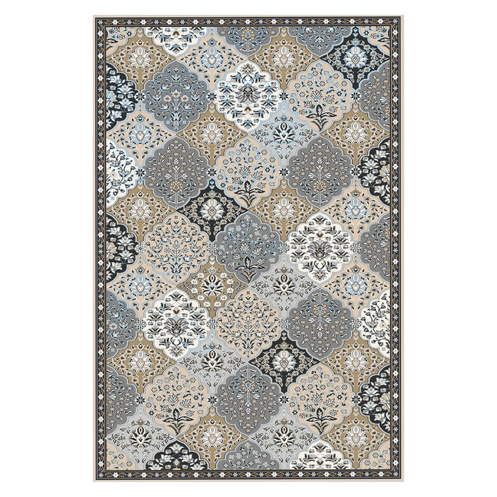 2x3 Moroccan Blue & Brown Floral Pattern Rug