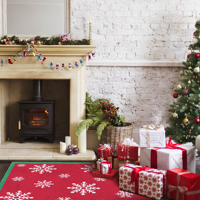 Christmas Red Snowflake Rug🎄🔥