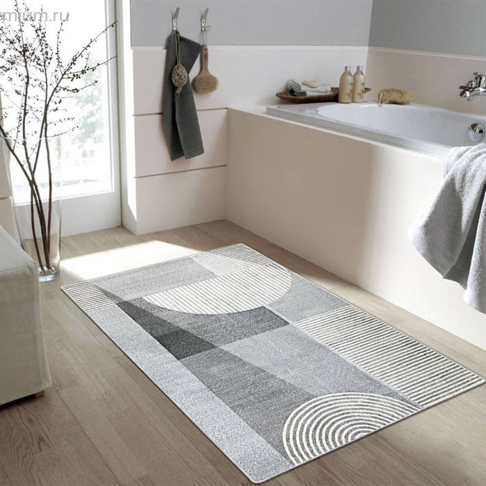 Airgugu Modern Minimalist Gray Striped Patchwork Rug