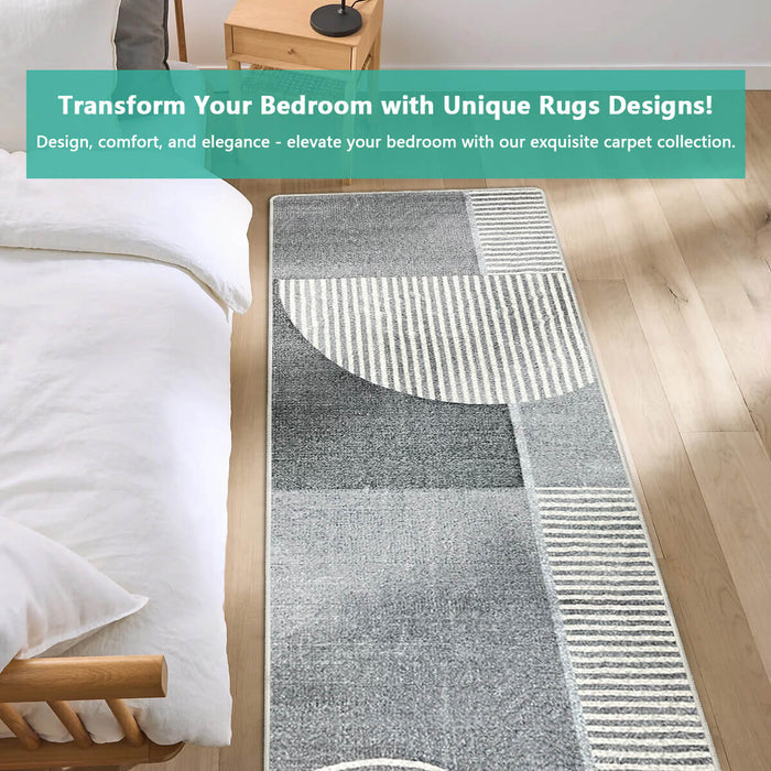 Airgugu Modern Minimalist Gray Striped Patchwork Rug