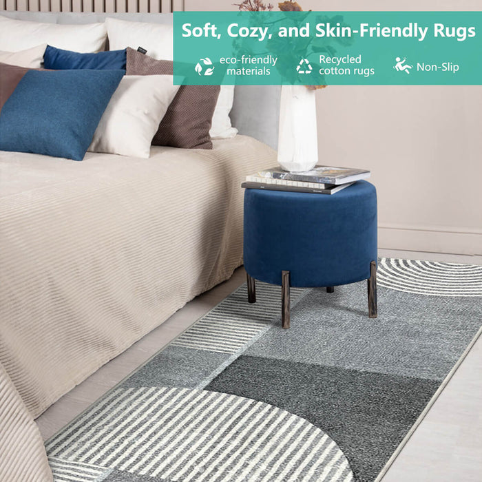 Airgugu Modern Minimalist Gray Striped Patchwork Rug