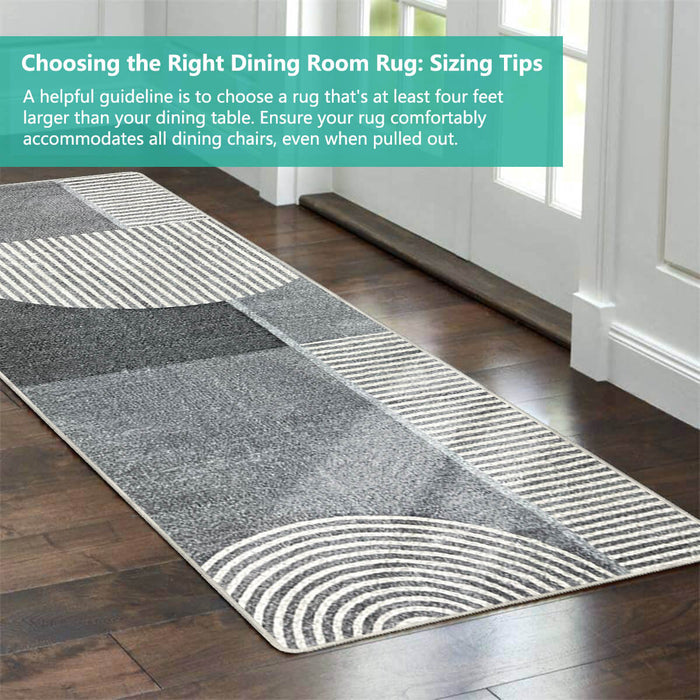 Airgugu Modern Minimalist Gray Striped Patchwork Rug