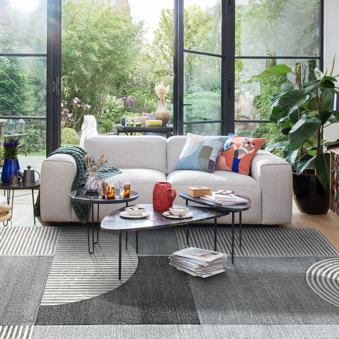 Airgugu Modern Minimalist Gray Striped Patchwork Rug