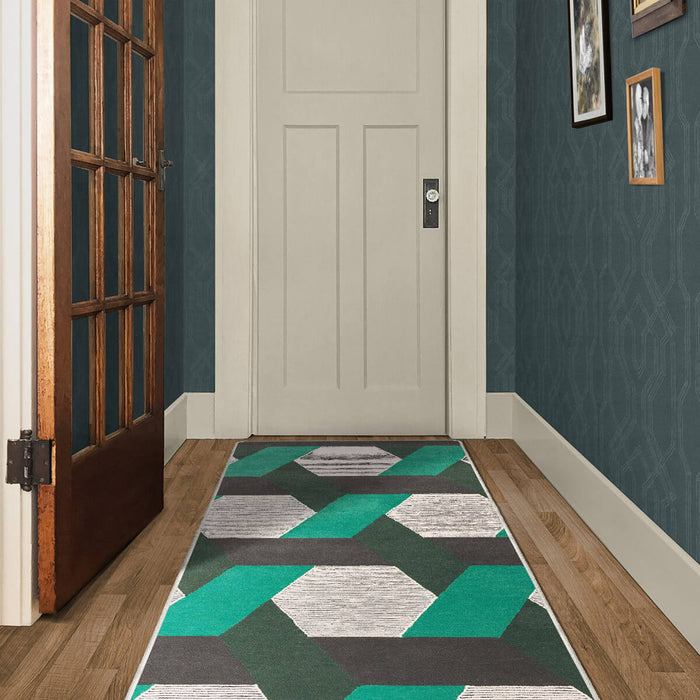 Airgugu Modern Minimalist Gray Green Geometric Rug