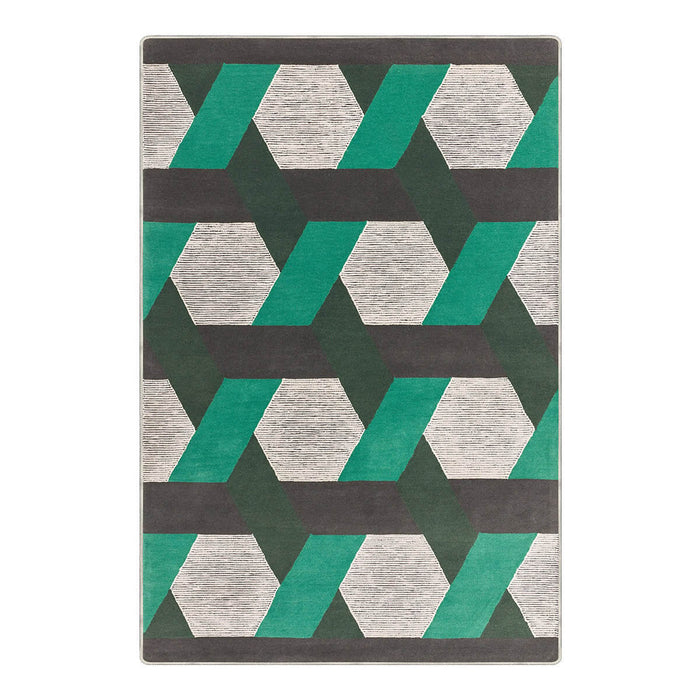 Airgugu Modern Minimalist Gray Green Geometric Rug