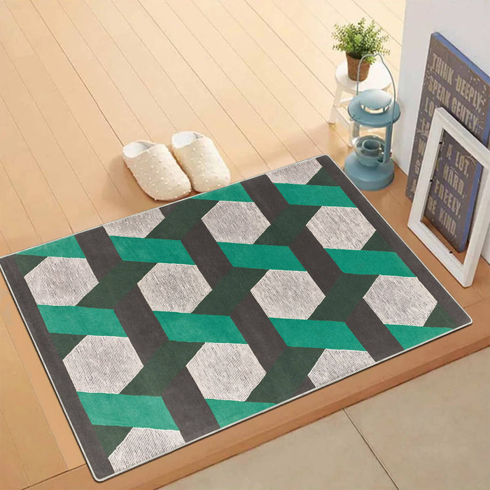 Airgugu Modern Minimalist Gray Green Geometric Rug