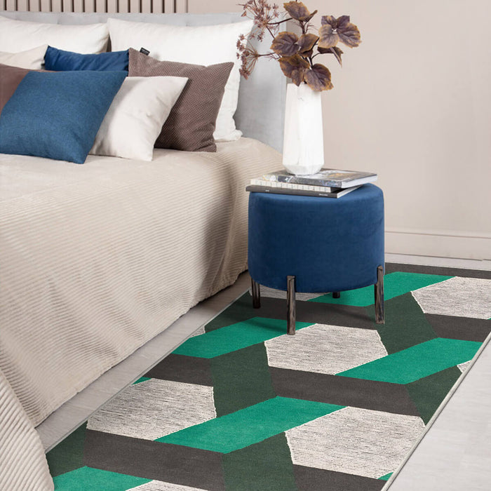 Airgugu Modern Minimalist Gray Green Geometric Rug