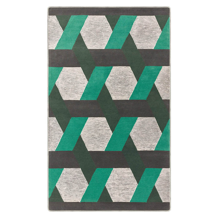 Airgugu Modern Minimalist Gray Green Geometric Rug