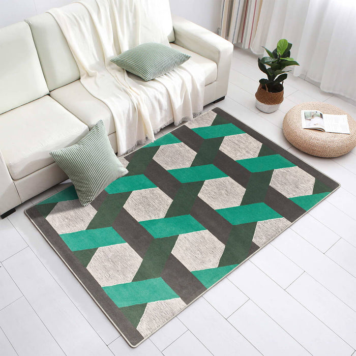 Airgugu Modern Minimalist Gray Green Geometric Rug