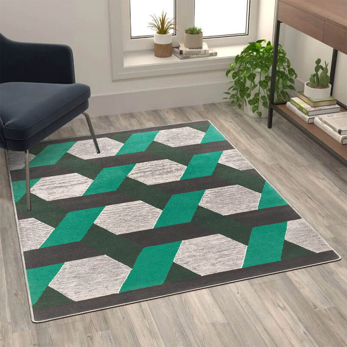 Airgugu Modern Minimalist Gray Green Geometric Rug