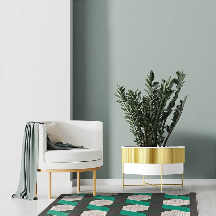 Airgugu Modern Minimalist Gray Green Geometric Rug