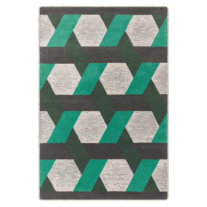 Airgugu Modern Minimalist Gray Green Geometric Rug