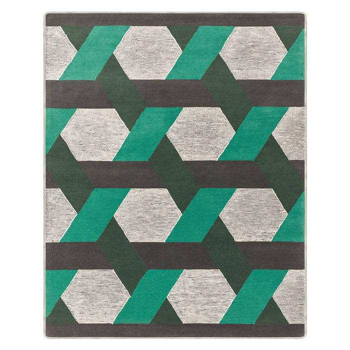 Airgugu Modern Minimalist Gray Green Geometric Rug