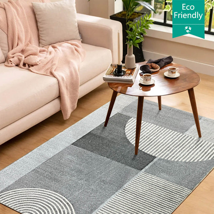 Airgugu Modern Minimalist Gray Striped Patchwork Rug