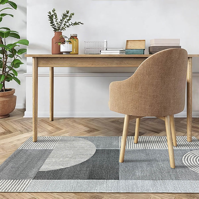 Airgugu Modern Minimalist Gray Striped Patchwork Rug