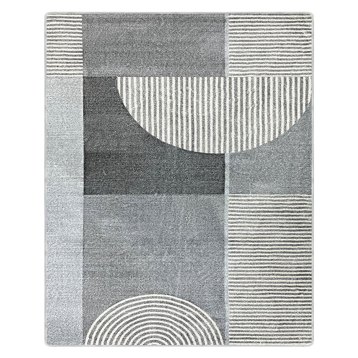 Airgugu Modern Minimalist Gray Striped Patchwork Rug