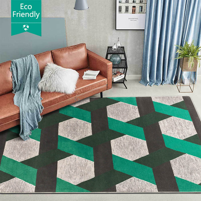 Airgugu Modern Minimalist Gray Green Geometric Rug