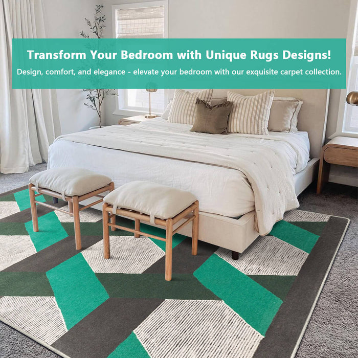 Airgugu Modern Minimalist Gray Green Geometric Rug