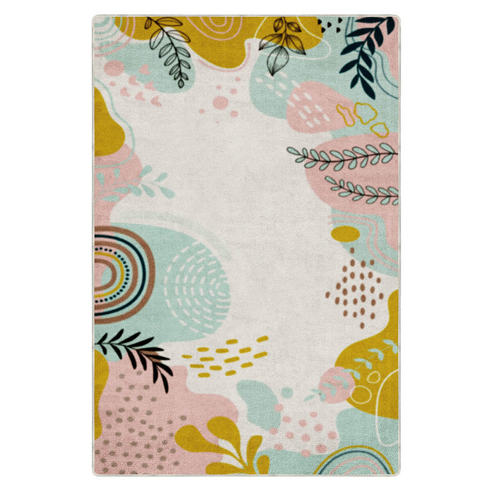 Airgugu Earth Garden Pink Plant Leaves Rug