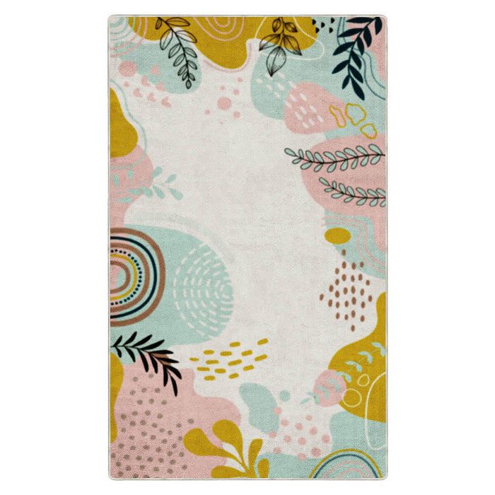 Airgugu Earth Garden Pink Plant Leaves Rug